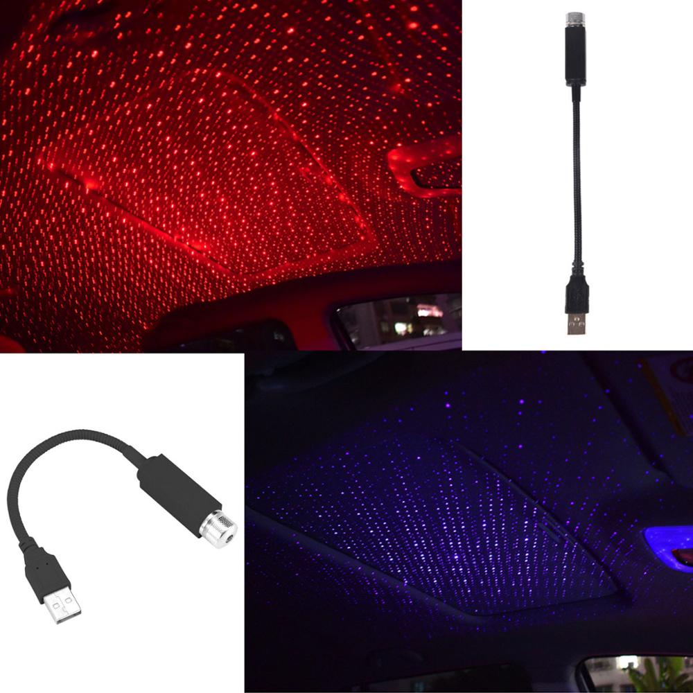 LED Car Roof Star Plug and Play Car and Home Ceiling Romantic USB Night Light Starry Sky Red Blue Decor Lamp Adjustable Effects