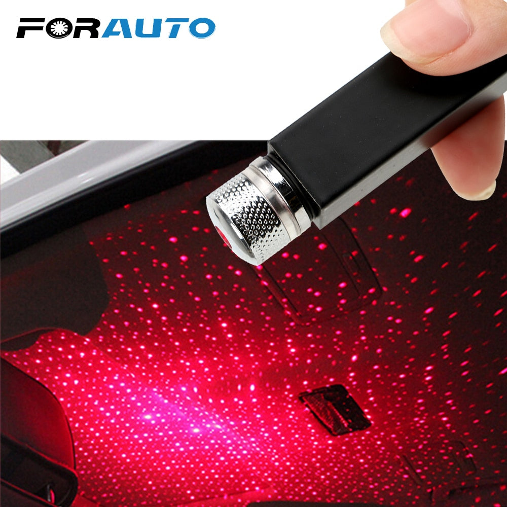 FORAUTO LED Car Roof Star Night Light Projector Atmosphere Galaxy Lamp USB Decorative Lamp Adjustable Multiple Lighting Effects
